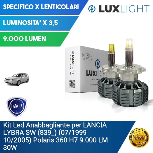 Kit Led Anabbagliante per LANCIA LYBRA SW (839_) (07/1999 10/2005) Polaris 360 H7 9.000 LM 30W