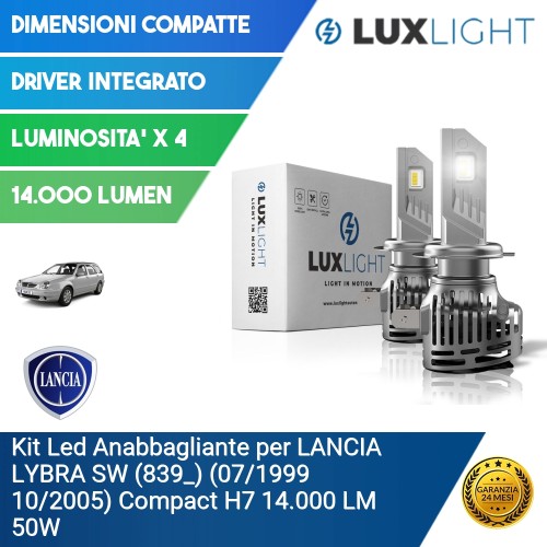 Kit Led Anabbagliante per LANCIA LYBRA SW (839_) (07/1999 10/2005) Compact H7 14.000 LM 50W