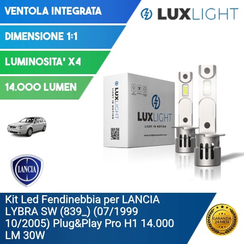 Kit Led Fendinebbia per LANCIA LYBRA SW (839_) (07/1999 10/2005) Plug&Play Pro H1 14.000 LM 30W