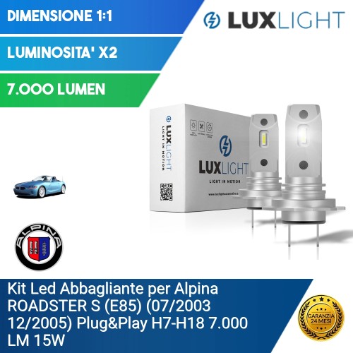 Kit Led Abbagliante per Alpina ROADSTER S (E85) (07/2003 12/2005) Plug&Play H7-H18 7.000 LM 15W