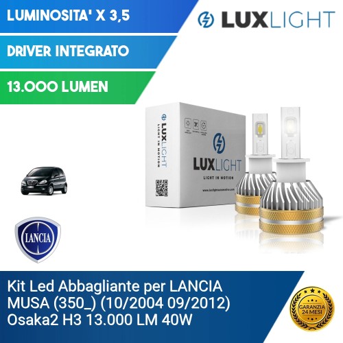 Kit Led Abbagliante per LANCIA MUSA (350_) (10/2004 09/2012) Osaka2 H3 13.000 LM 40W