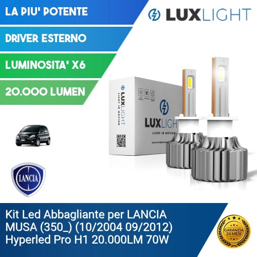 Kit Led Abbagliante per LANCIA MUSA (350_) (10/2004 09/2012) Hyperled Pro H1 20.000LM 70W