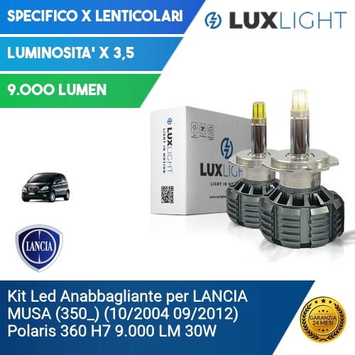 Kit Led Anabbagliante per LANCIA MUSA (350_) (10/2004 09/2012) Polaris 360 H7 9.000 LM 30W