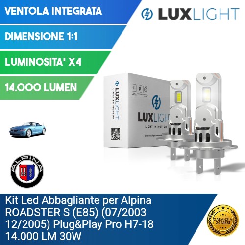 Kit Led Abbagliante per Alpina ROADSTER S (E85) (07/2003 12/2005) Plug&Play Pro H7-18 14.000 LM 30W