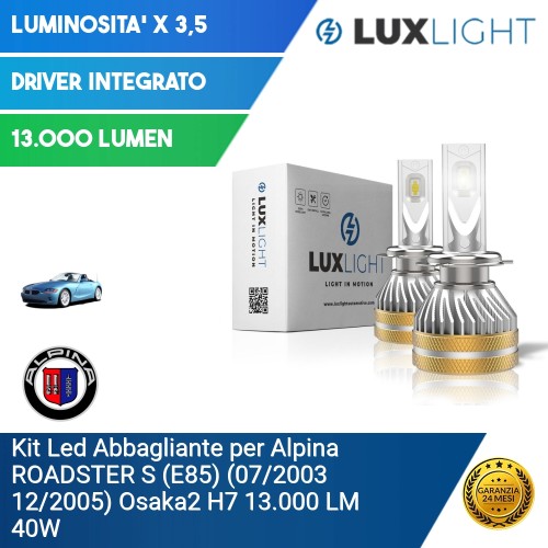 Kit Led Abbagliante per Alpina ROADSTER S (E85) (07/2003 12/2005) Osaka2 H7 13.000 LM 40W