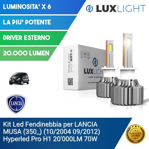 Kit Led Fendinebbia per LANCIA MUSA (350_) (10/2004 09/2012) Hyperled Pro H1 20'000LM 70W