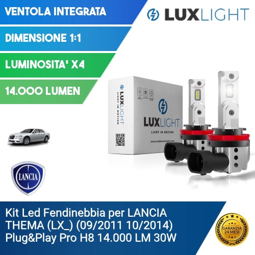 Kit Led Fendinebbia per LANCIA THEMA (LX_) (09/2011 10/2014) Plug&Play Pro H8 14.000 LM 30W