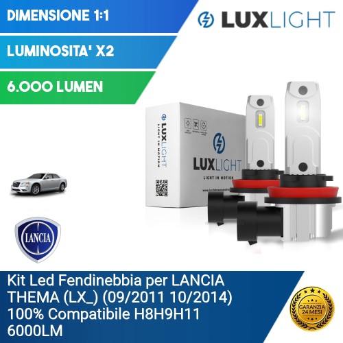 Kit Led Fendinebbia per LANCIA THEMA (LX_) (09/2011 10/2014) 100% Compatibile H8H9H11 6000LM