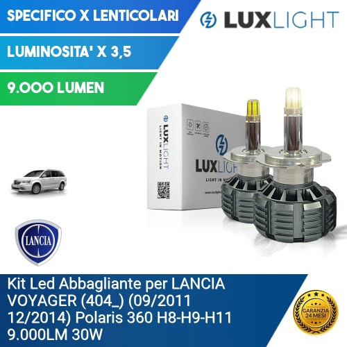 Kit Led Abbagliante per LANCIA VOYAGER (404_) (09/2011 12/2014) Polaris 360 H8-H9-H11 9.000LM 30W