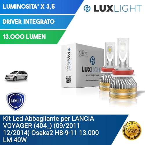 Kit Led Abbagliante per LANCIA VOYAGER (404_) (09/2011 12/2014) Osaka2 H8-9-11 13.000 LM 40W