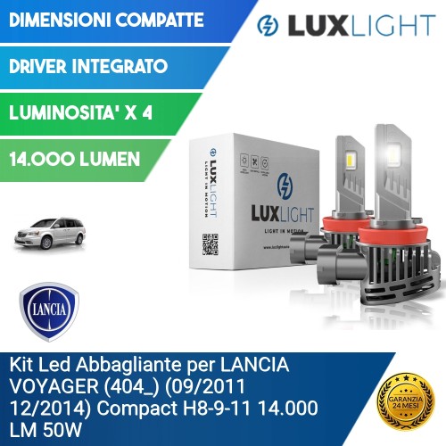 Kit Led Abbagliante per LANCIA VOYAGER (404_) (09/2011 12/2014) Compact H8-9-11 14.000 LM 50W