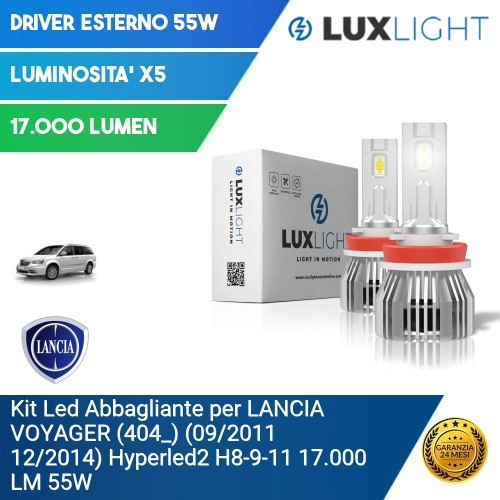 Kit Led Abbagliante per LANCIA VOYAGER (404_) (09/2011 12/2014) Hyperled2 H8-9-11 17.000 LM 55W