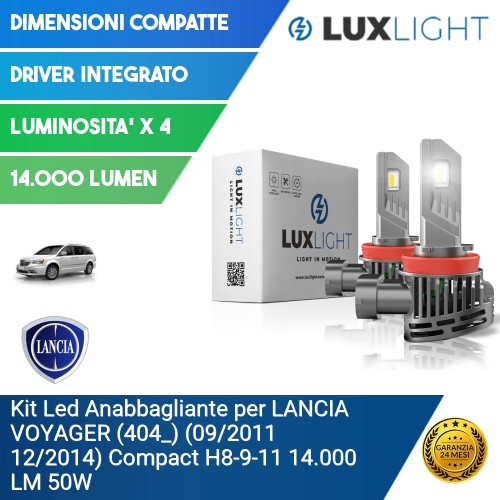 Kit Led Anabbagliante per LANCIA VOYAGER (404_) (09/2011 12/2014) Compact H8-9-11 14.000 LM 50W