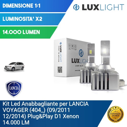 Kit Led Anabbagliante per LANCIA VOYAGER (404_) (09/2011 12/2014) Plug&Play D1 Xenon 14.000 LM