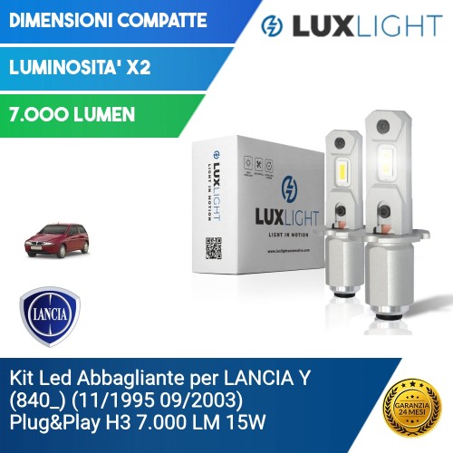 Kit Led Abbagliante per LANCIA Y (840_) (11/1995 09/2003) Plug&Play H3 7.000 LM 15W