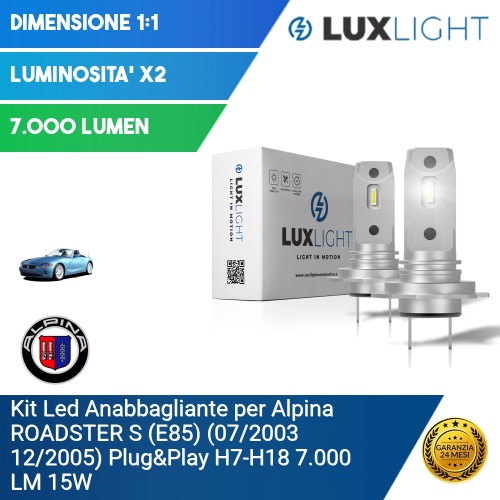 Kit Led Anabbagliante per Alpina ROADSTER S (E85) (07/2003 12/2005) Plug&Play H7-H18 7.000 LM 15W