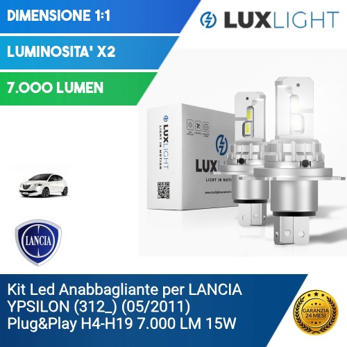 Kit Led Anabbagliante per LANCIA YPSILON (312_) (05/2011) Plug&Play H4-H19 7.000 LM 15W