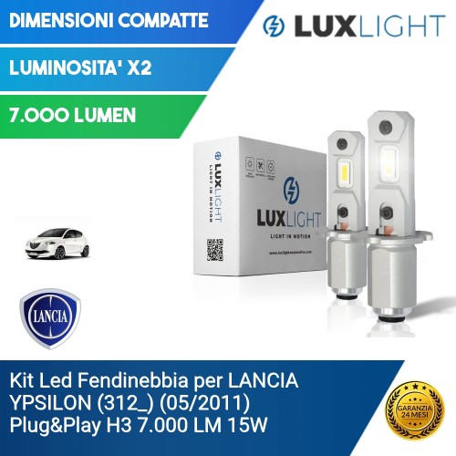 Kit Led Fendinebbia per LANCIA YPSILON (312_) (05/2011) Plug&Play H3 7.000 LM 15W