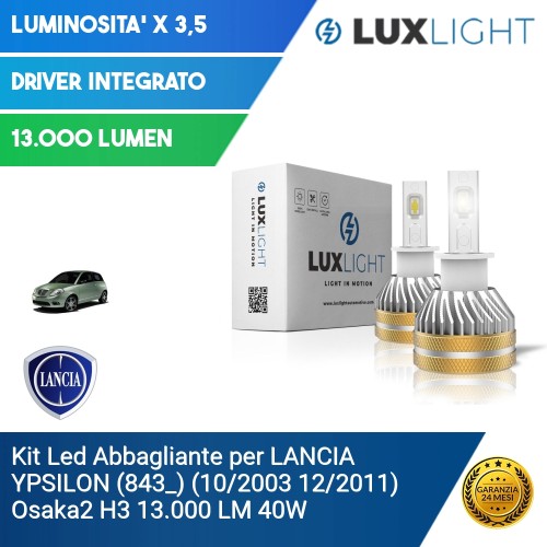 Kit Led Abbagliante per LANCIA YPSILON (843_) (10/2003 12/2011) Osaka2 H3 13.000 LM 40W