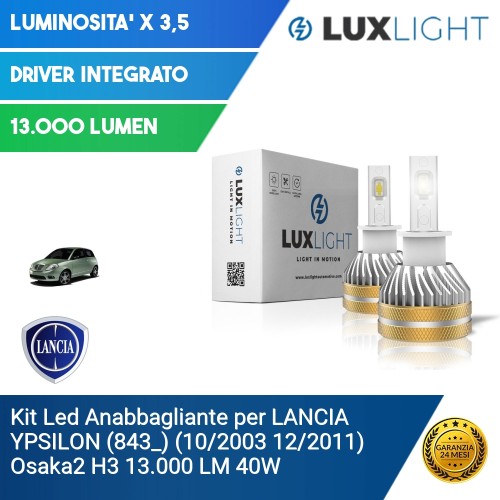 Kit Led Anabbagliante per LANCIA YPSILON (843_) (10/2003 12/2011) Osaka2 H3 13.000 LM 40W