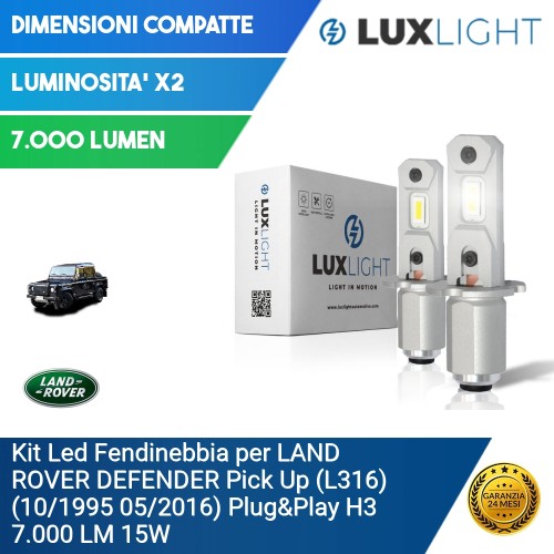 Kit Led Fendinebbia per LAND ROVER DEFENDER Pick Up (L316) (10/1995 05/2016) Plug&Play H3 7.000 LM 15W