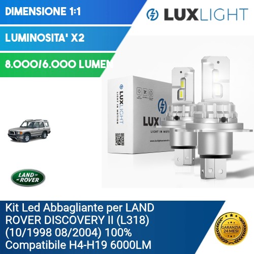 Kit Led Abbagliante per LAND ROVER DISCOVERY II (L318) (10/1998 08/2004) 100% Compatibile H4-H19 6000LM