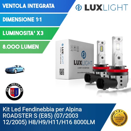 Kit Led Fendinebbia per Alpina ROADSTER S (E85) (07/2003 12/2005) H8/H9/H11/H16 8000LM