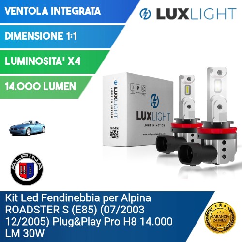 Kit Led Fendinebbia per Alpina ROADSTER S (E85) (07/2003 12/2005) Plug&Play Pro H8 14.000 LM 30W