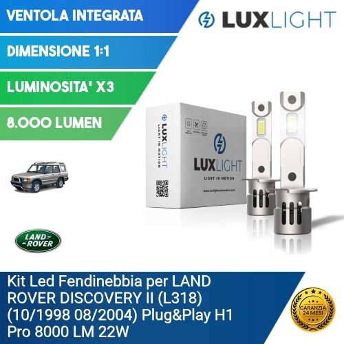 Kit Led Fendinebbia per LAND ROVER DISCOVERY II (L318) (10/1998 08/2004) Plug&Play H1 Pro 8000 LM 22W