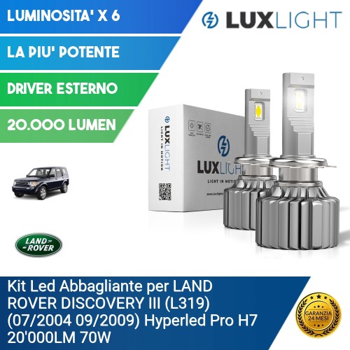 Kit Led Abbagliante per LAND ROVER DISCOVERY III (L319) (07/2004 09/2009) Hyperled Pro H7 20'000LM 70W