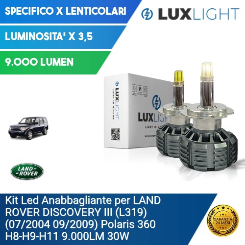 Kit Led Anabbagliante per LAND ROVER DISCOVERY III (L319) (07/2004 09/2009) Polaris 360 H8-H9-H11 9.000LM 30W