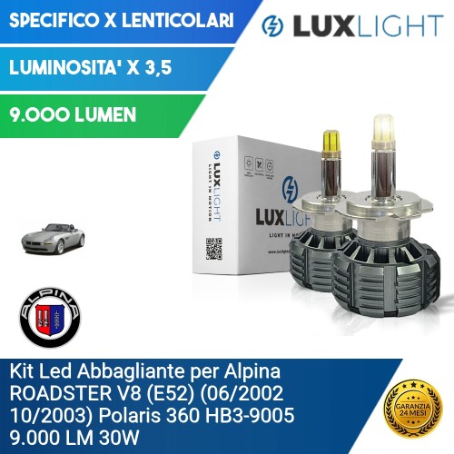 Kit Led Abbagliante per Alpina ROADSTER V8 (E52) (06/2002 10/2003) Polaris 360 HB3-9005 9.000 LM 30W