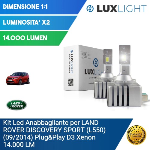 Kit Led Anabbagliante per LAND ROVER DISCOVERY SPORT (L550) (09/2014) Plug&Play D3 Xenon 14.000 LM