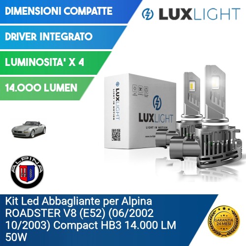 Kit Led Abbagliante per Alpina ROADSTER V8 (E52) (06/2002 10/2003) Compact HB3 14.000 LM 50W