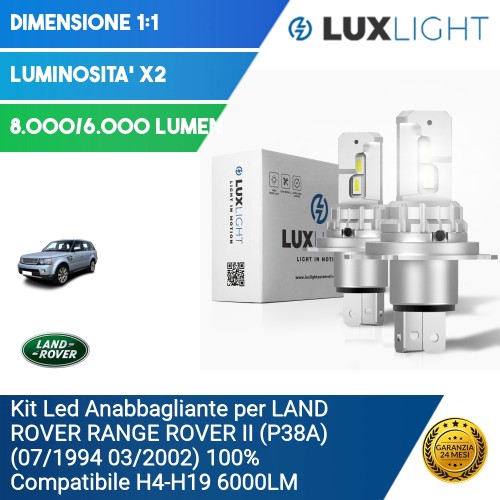 Kit Led Anabbagliante per LAND ROVER RANGE ROVER II (P38A) (07/1994 03/2002) 100% Compatibile H4-H19 6000LM