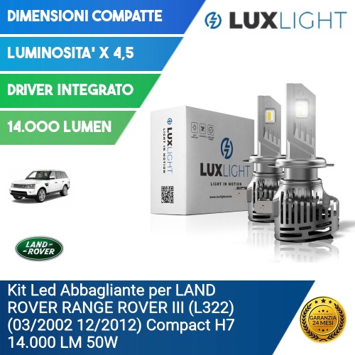 Kit Led Abbagliante per LAND ROVER RANGE ROVER III (L322) (03/2002 12/2012) Compact H7 14.000 LM 50W