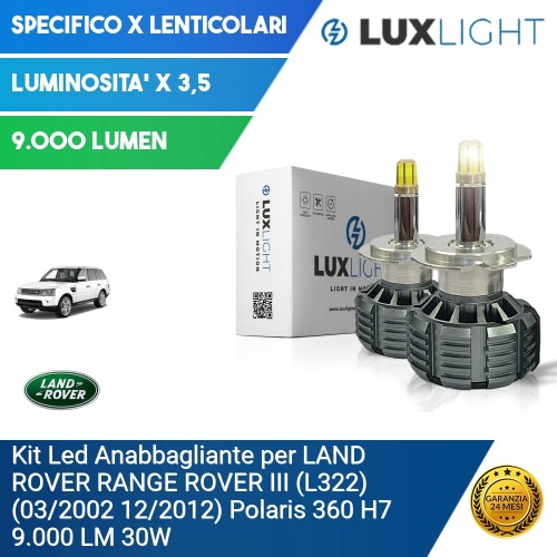 Kit Led Anabbagliante per LAND ROVER RANGE ROVER III (L322) (03/2002 12/2012) Polaris 360 H7 9.000 LM 30W