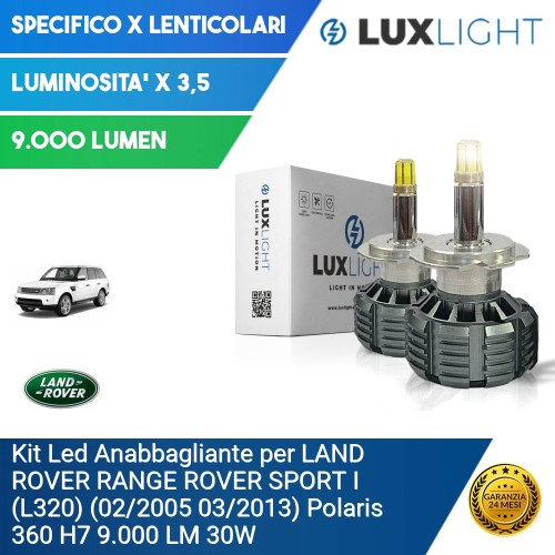 Kit Led Anabbagliante per LAND ROVER RANGE ROVER SPORT I (L320) (02/2005 03/2013) Polaris 360 H7 9.000 LM 30W