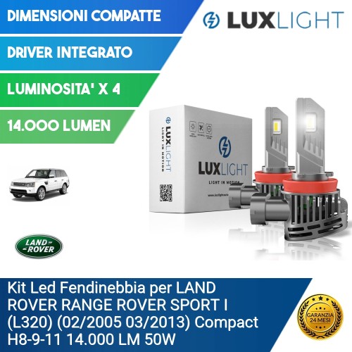 Kit Led Fendinebbia per LAND ROVER RANGE ROVER SPORT I (L320) (02/2005 03/2013) Compact H8-9-11 14.000 LM 50W