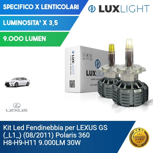 Kit Led Fendinebbia per LEXUS GS (_L1_) (08/2011) Polaris 360 H8-H9-H11 9.000LM 30W