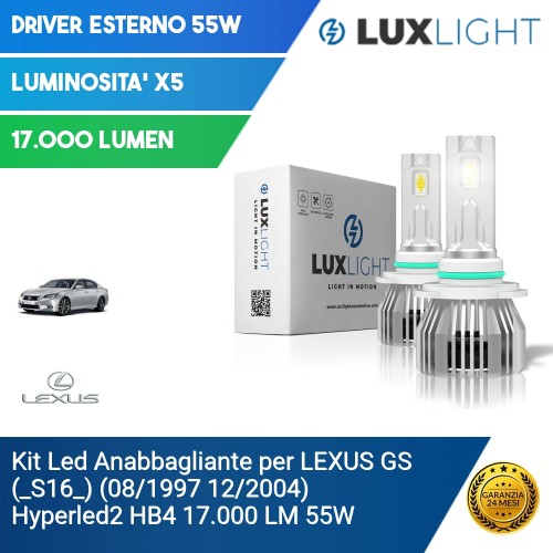 Kit Led Anabbagliante per LEXUS GS (_S16_) (08/1997 12/2004) Hyperled2 HB4 17.000 LM 55W