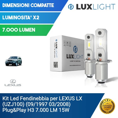 Kit Led Fendinebbia per LEXUS LX (UZJ100) (09/1997 03/2008) Plug&Play H3 7.000 LM 15W