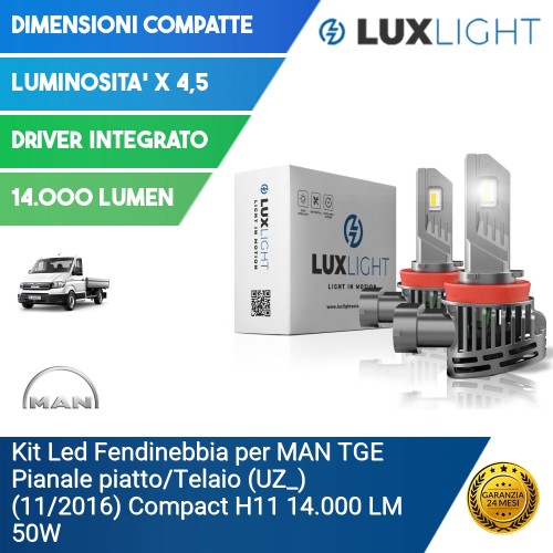 Kit Led Fendinebbia per MAN TGE Pianale piatto/Telaio (UZ_) (11/2016) Compact H11 14.000 LM 50W