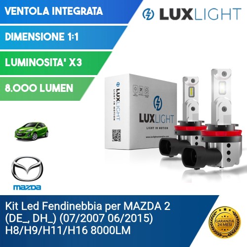 Kit Led Fendinebbia per MAZDA 2 (DE_, DH_) (07/2007 06/2015) H8/H9/H11/H16 8000LM