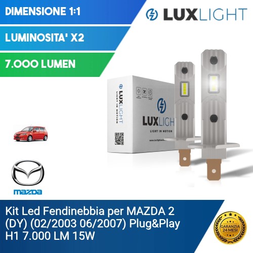 Kit Led Fendinebbia per MAZDA 2 (DY) (02/2003 06/2007) Plug&Play H1 7.000 LM 15W