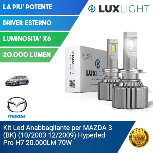 Kit Led Anabbagliante per MAZDA 3 (BK) (10/2003 12/2009) Hyperled Pro H7 20.000LM 70W