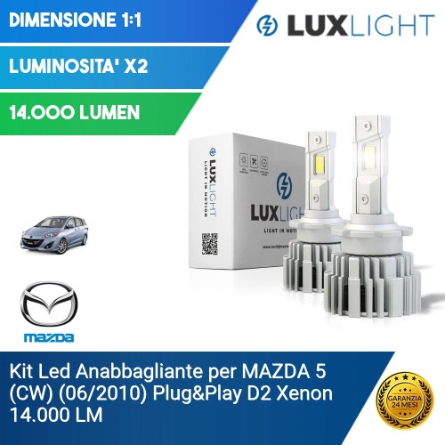 Kit Led Anabbagliante per MAZDA 5 (CW) (06/2010) Plug&Play D2 Xenon 14.000 LM