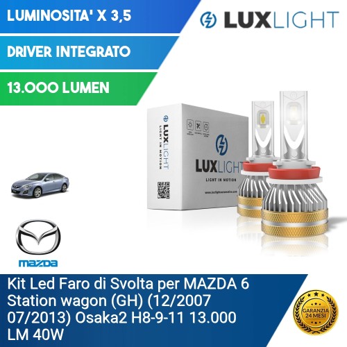 Kit Led Faro di Svolta per MAZDA 6 Station wagon (GH) (12/2007 07/2013) Osaka2 H8-9-11 13.000 LM 40W