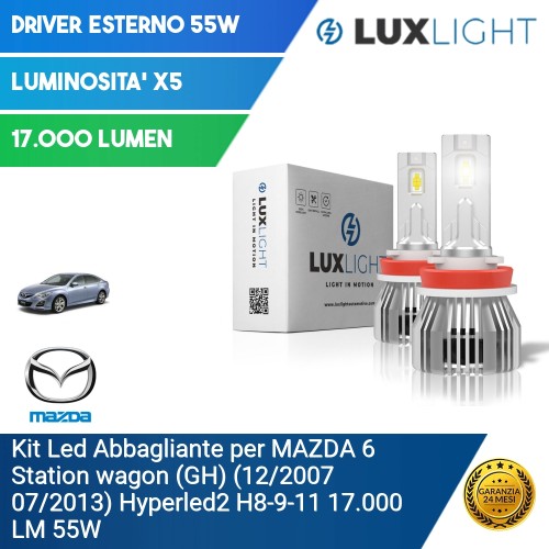 Kit Led Abbagliante per MAZDA 6 Station wagon (GH) (12/2007 07/2013) Hyperled2 H8-9-11 17.000 LM 55W