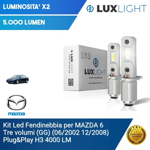 Kit Led Fendinebbia per MAZDA 6 Tre volumi (GG) (06/2002 12/2008) Plug&Play H3 4000 LM